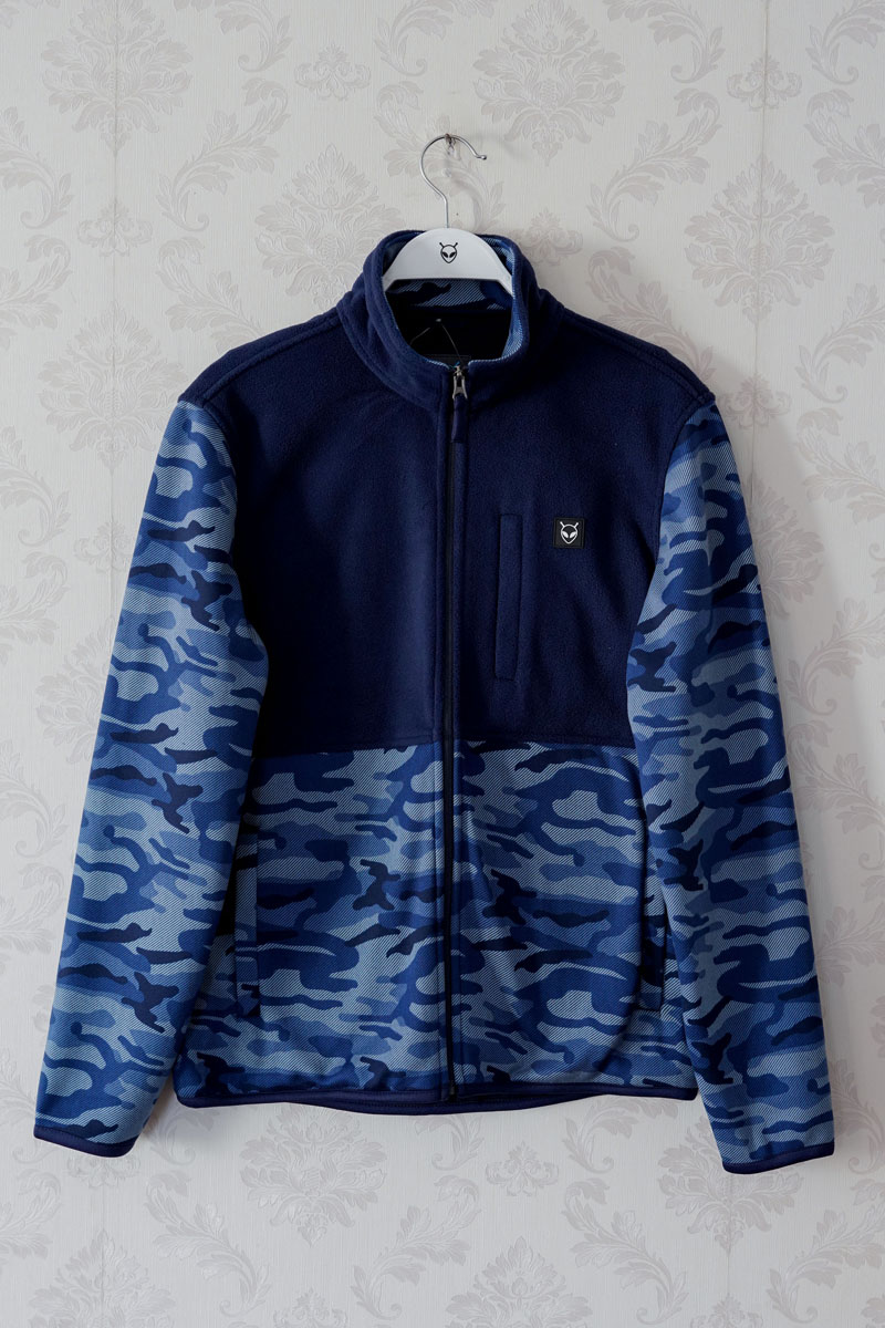 Men's Fleece/Cotton Blend Layered Camo Jacket with inner fur