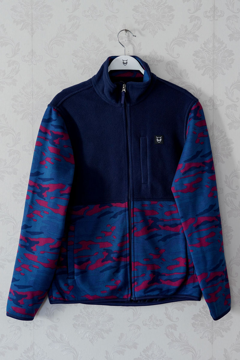 Men's Fleece/Cotton Blend Layered Camo Jacket with inner fur